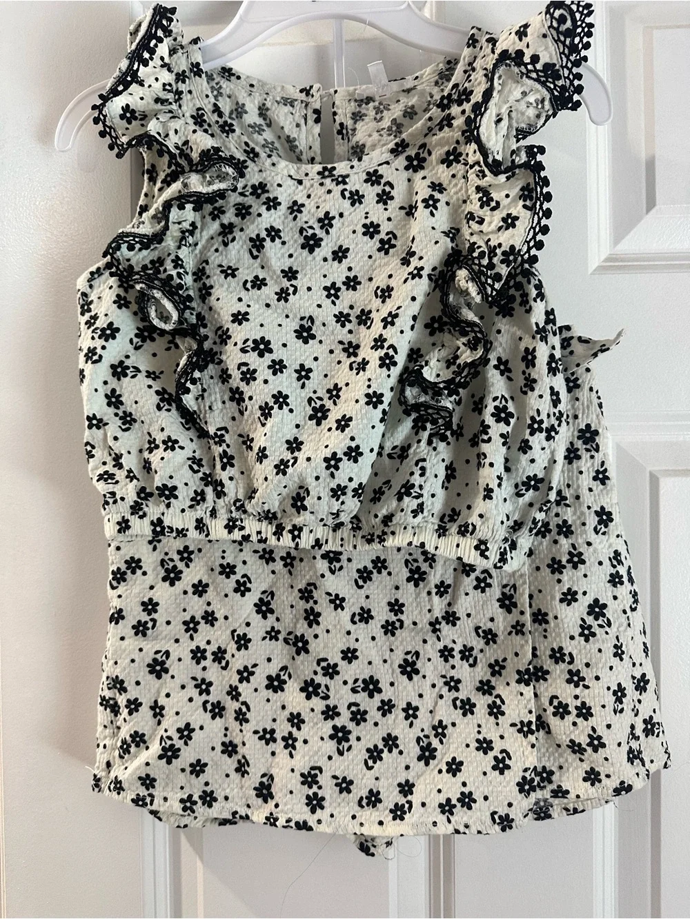 Ivory Floral Ruffle Tank Top